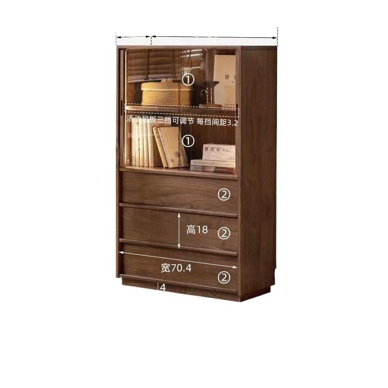 LMM solid wood side cabinet living room wabi wind floor display cabinet bone line TV cabinet
