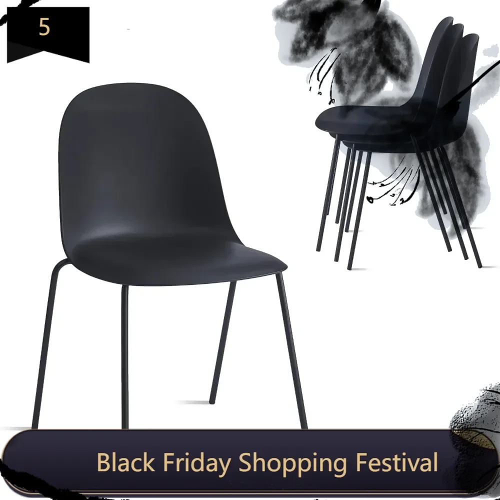 Minimalist Industrial Stackable Plastic Dining Chair with Metal Leg, Quick Assembly, Suitable for Indoor and Outdoor Cafes