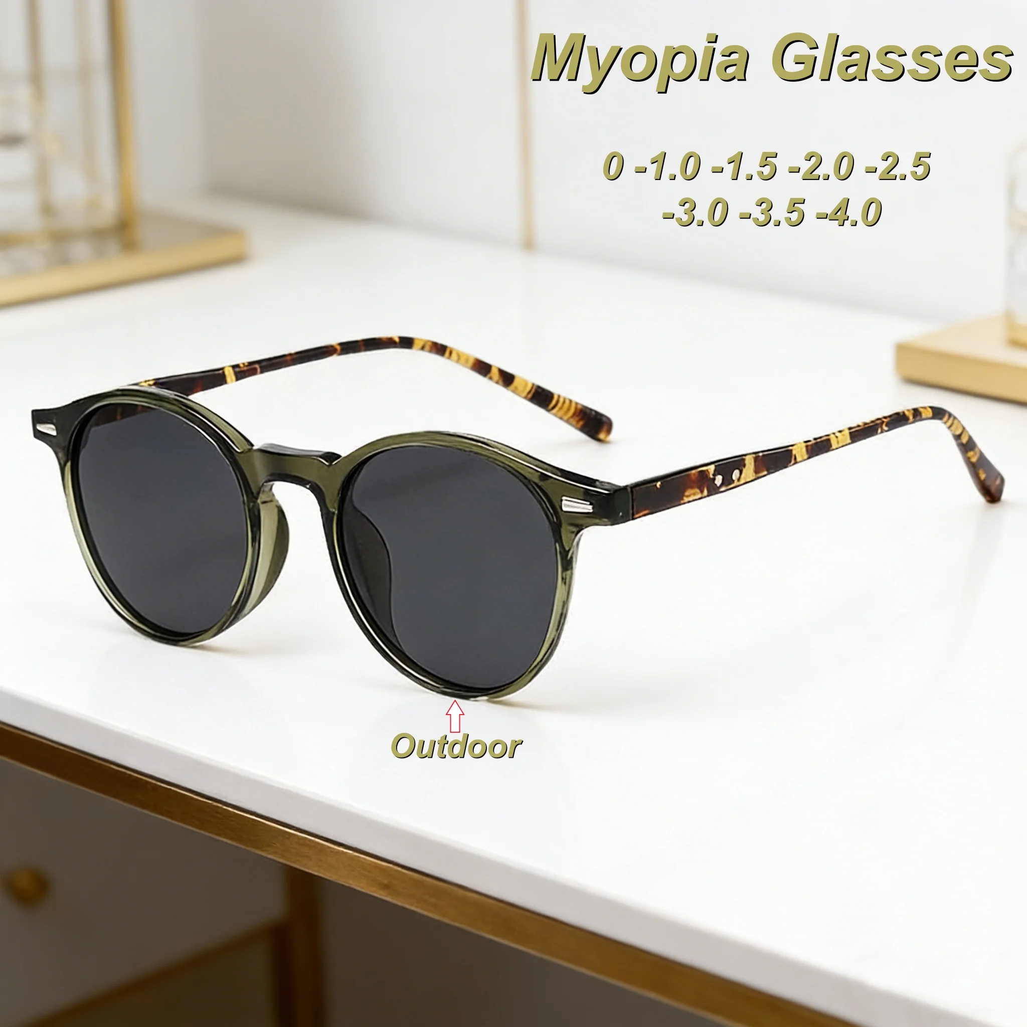 

2026 New Fashionable Personalized HD Round Frame Women's Myopia Glasses Outdoor Neutral High Quality Sunscreen Glasses