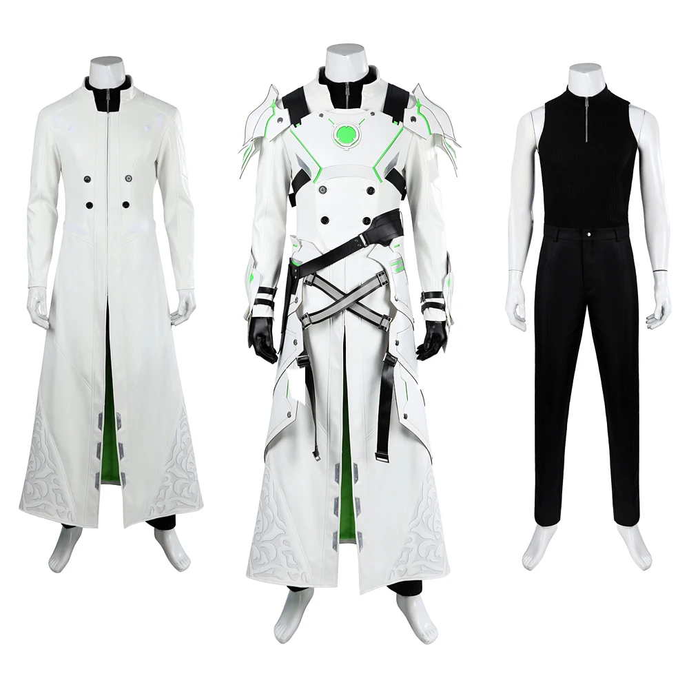 New Game FFVII Youth Ever Crisis  Sephiroth Cosplay  Costume Men Fantasia White Combat Uniform Halloween Carnival Party Warrior