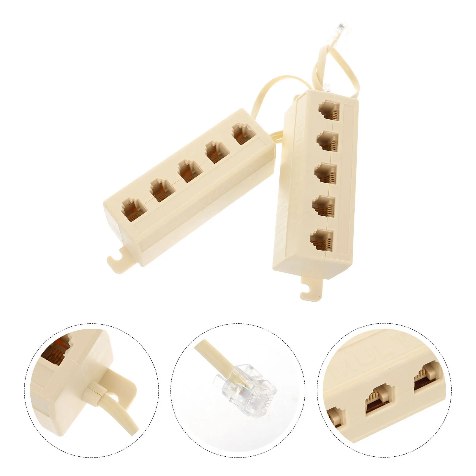 

2Pcs 5-Way Telephone Splitter Adapter Connects Multiple Devices Simultaneously 6p4c Landline Jack Box Stable Signal Transmission