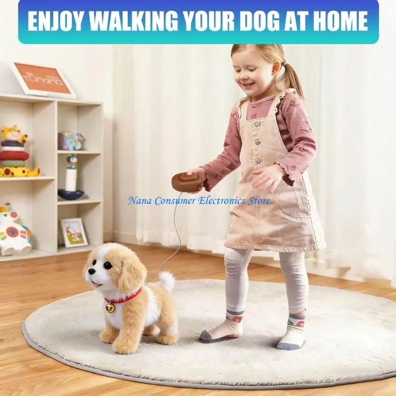 G7NE Electronic Plush Dog Toy Robot Sing Song Puppy Leash Control Music Animal Walk Electric Kids Birthday Gift