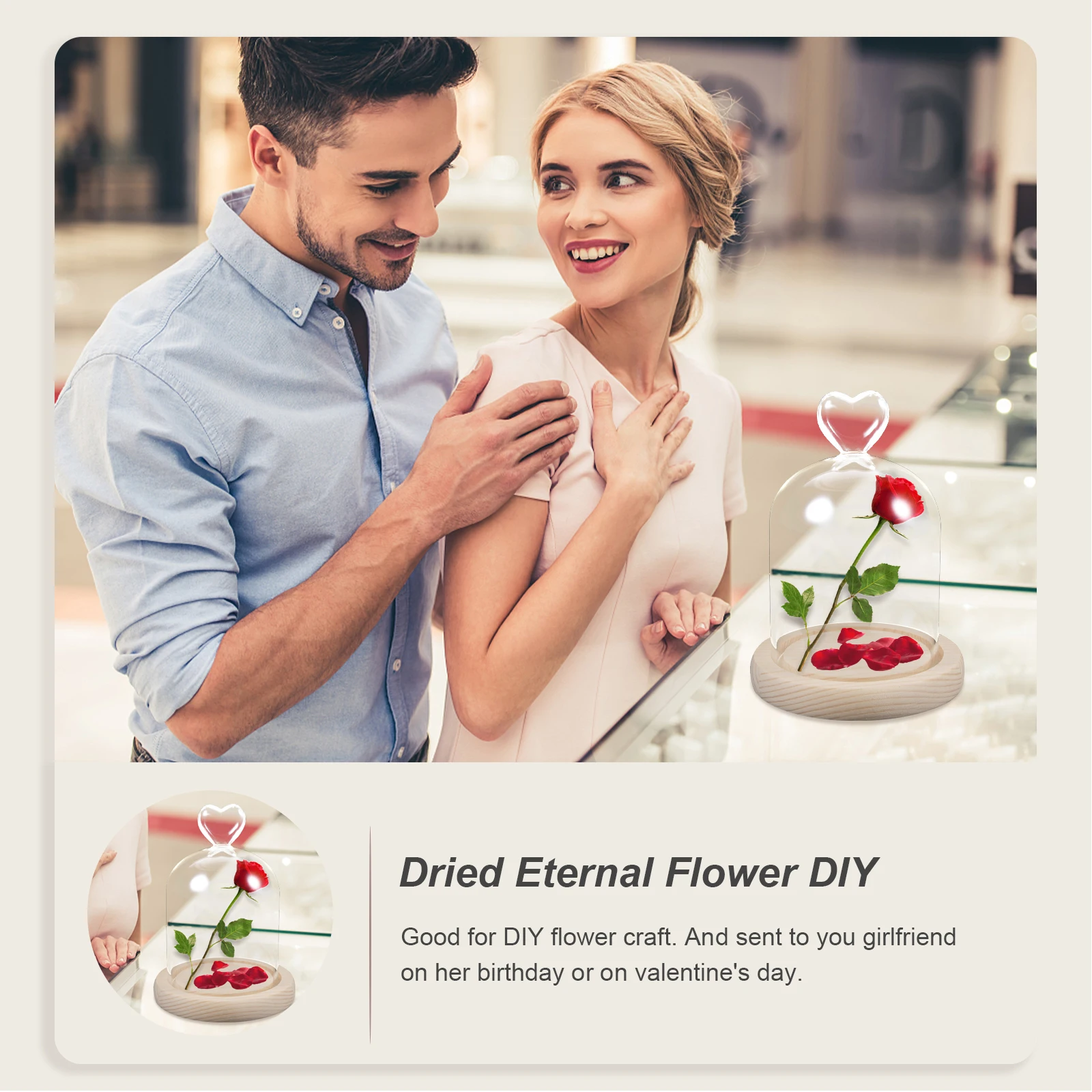 

Dried Glass Dome Preserved Flower Transparent Cover Diy Craft Wood Base Storage Jar Antislip Bottom Glass Case For