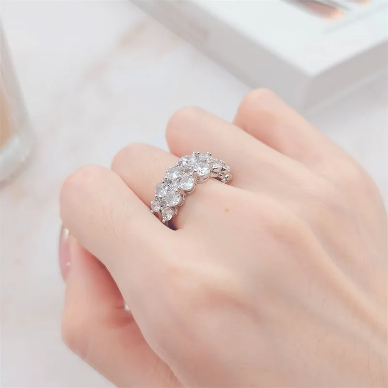 

9K Gold Ring Round Mosan Diamond 0.15-0.25mm Women's Ring Wedding, Engagement, Anniversary Party, Valentine's Day