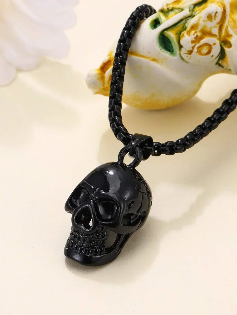 Punk Unisex Skull Charm Necklace for Men Women