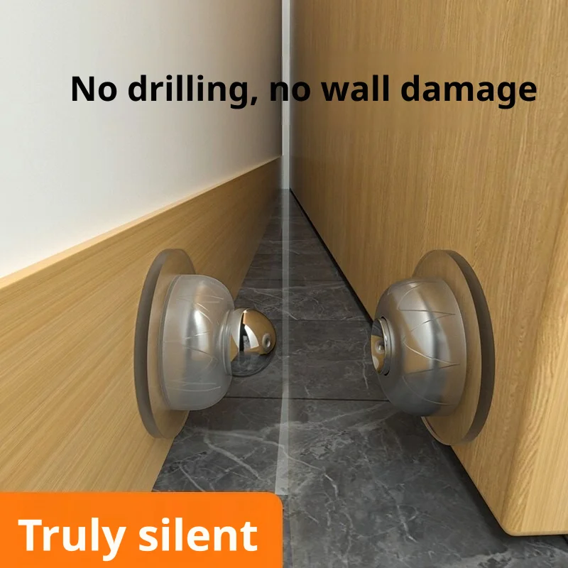 Short Silicone Door Stop Anti-Collision Bumper, Non-Punch for Toilet Bathroom Door Rear Fixing & Home Use