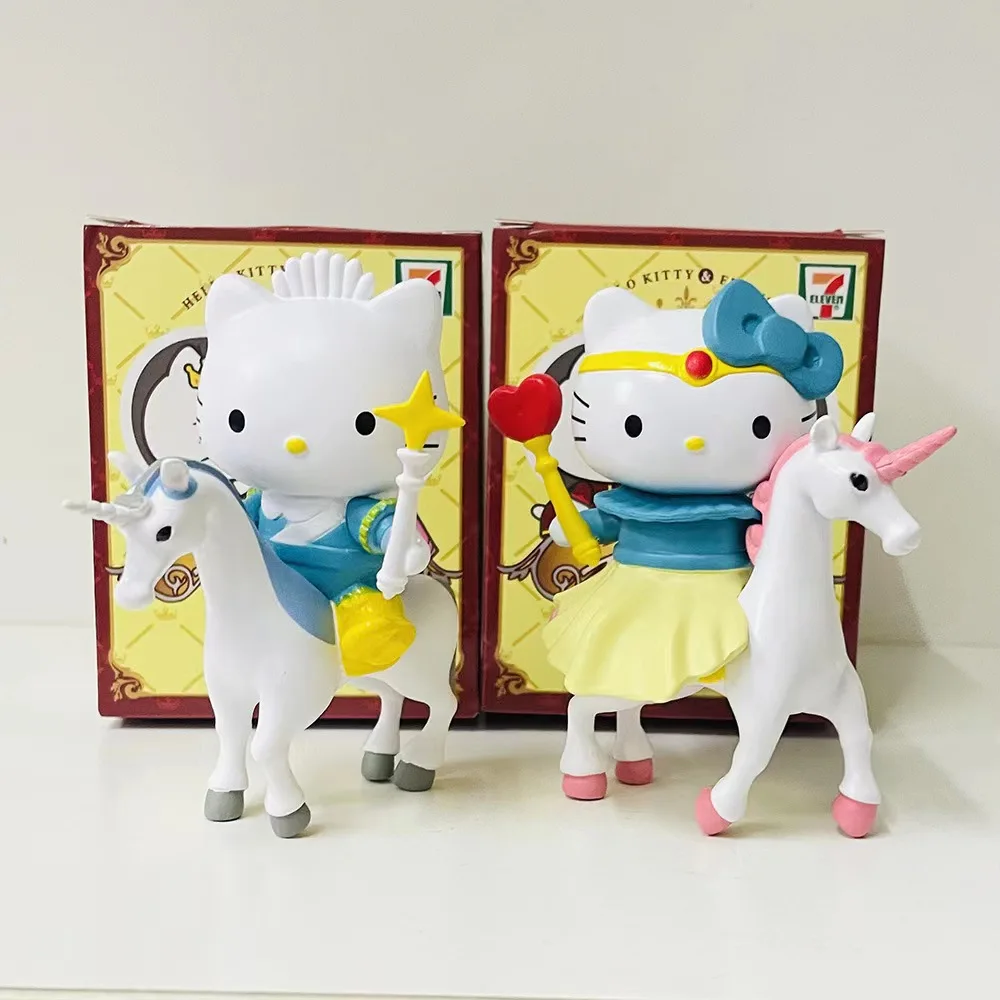 Regalo di San Valentino Sanrio Kawaii Hello Kitty Principe e Principessa Coppia Figura Divano KT Gatto Abito da equitazione Ornamento Torta Regalo fai da te