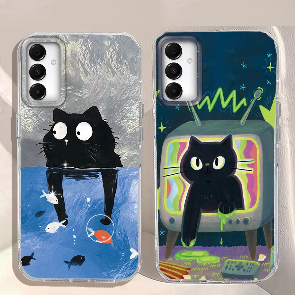 الكرتون الحيوان لطيف القط المرأة قضية الهاتف لسامسونج غالاكسي A56 A55 A16 A07 A17 A26 A36 A25 A35 A14 A34 A54 A15 A13 A12 غطاء