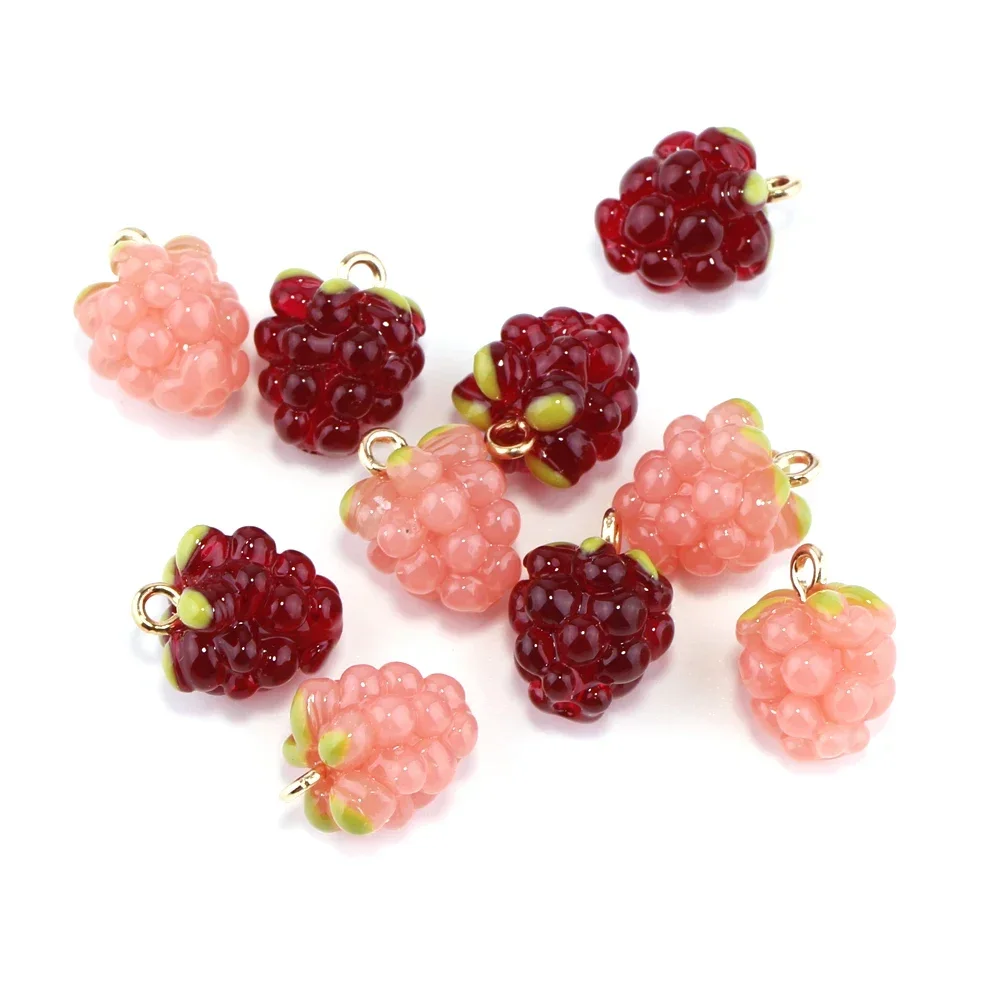 4pcs/lot 3D Raspberry Grapes Resin Fruits Charms for Earrings Keychain Bracelet DIY Decoration Jewelry Making Supplies Findings