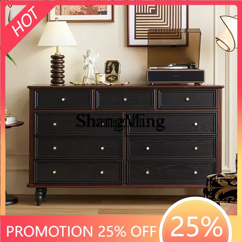 

SM new solid wood bedroom storage chest bedside storage living room combination storage aisle entrance cabinet