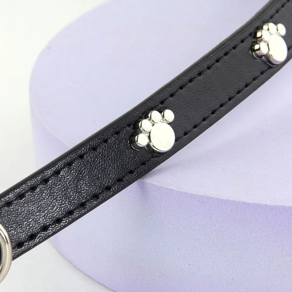 Paw Leather Durable Pet Dog Collars Puppy Pug Collars for Small Large Dog Chihuahua Cat Accessories Pet Collar for Small Dogs