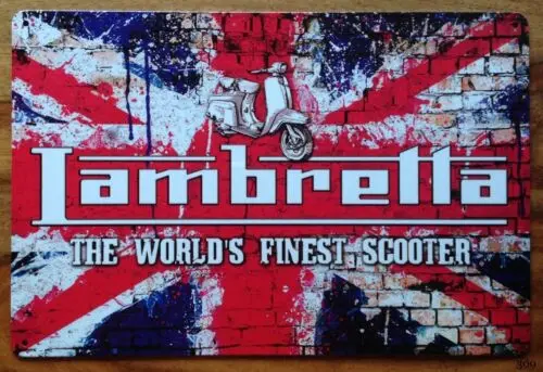 Lambretta Scooter Service Vintage Metal Sign Pub Garage Man Cave Beer Alcohol