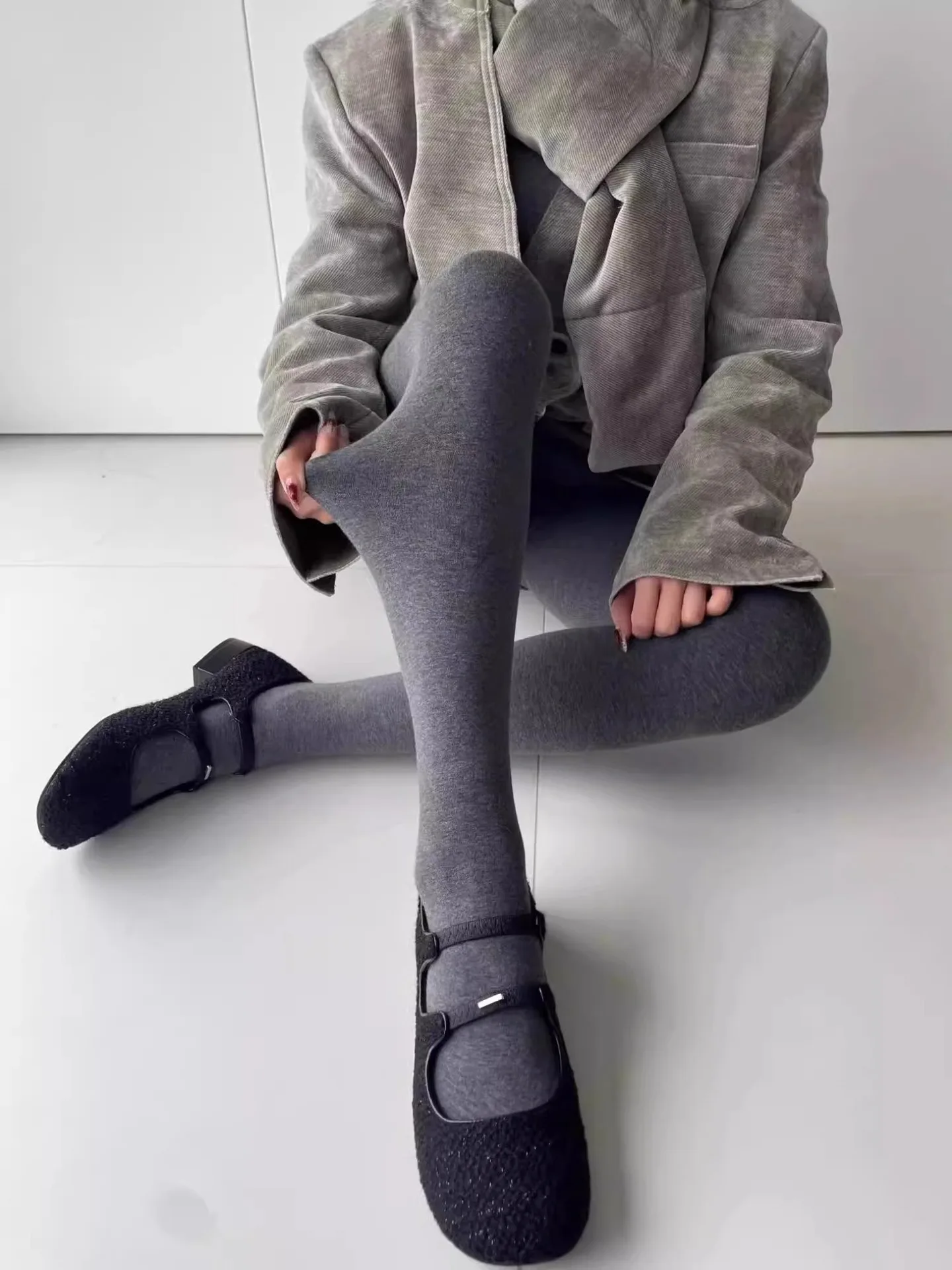 Spring Gray Pressure Tights Women's Pantyhose Elastic High Waist Stockings 2025 Body Shapeing Leggings Harajuku Streetwear