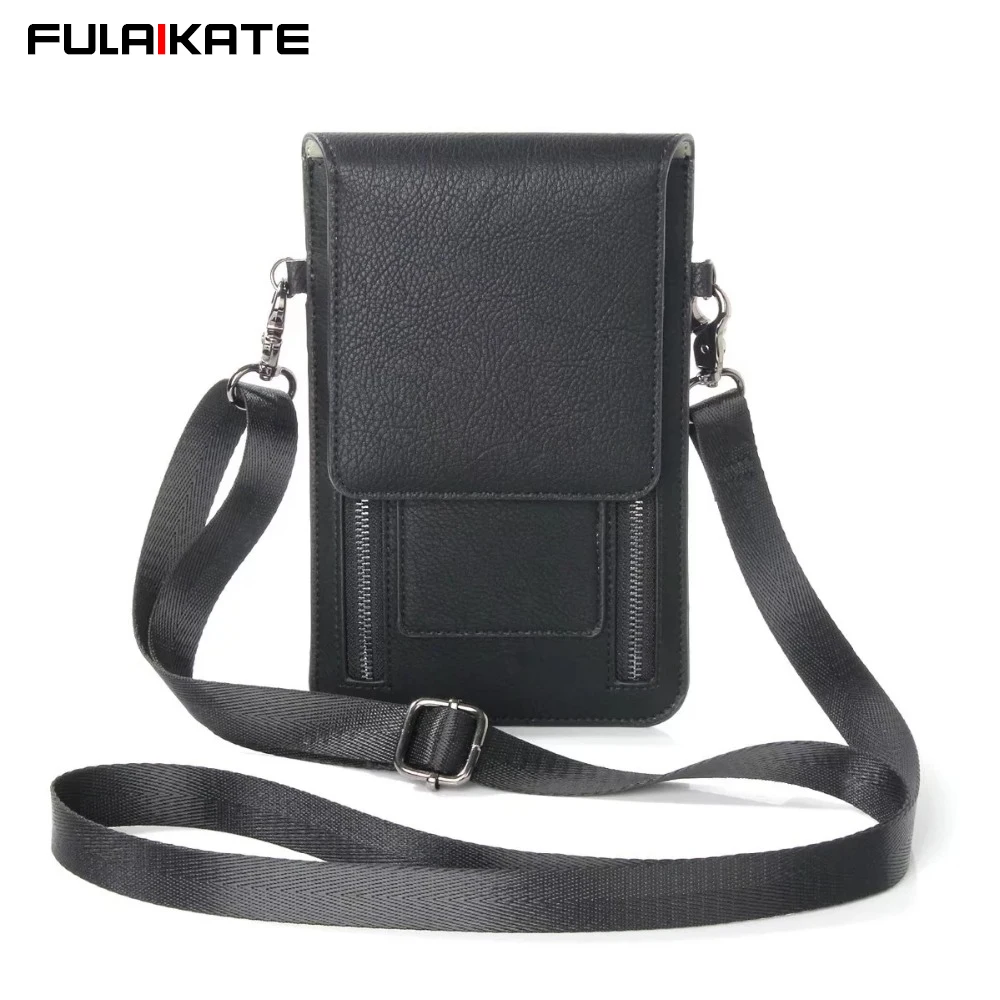 FULAIKATE Litchi Universal Shoulder Bag for iPhone 15 Pro Max Holster Card Pocket Case for Samsung Galaxy S23 Ultra Note20 Pouch