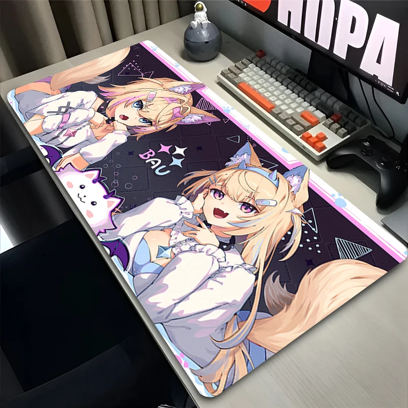 Mouse Pad Hololive Mococo Fuwawa Abyssgard E-sports Gaming Table Mat Computer Keyboard Pads Cute cat ear anime print Mouse Mat