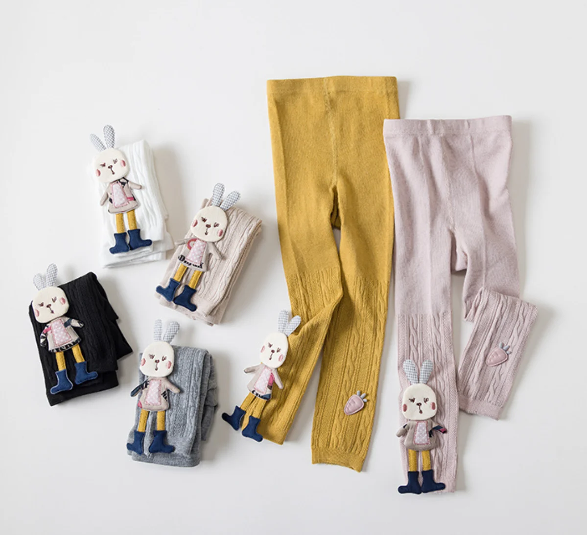 Thick Warm Knitted Girls Pants Cute Rabbit Cotton Girls Leggings Children Kids Pants Trousers 0-8 Years