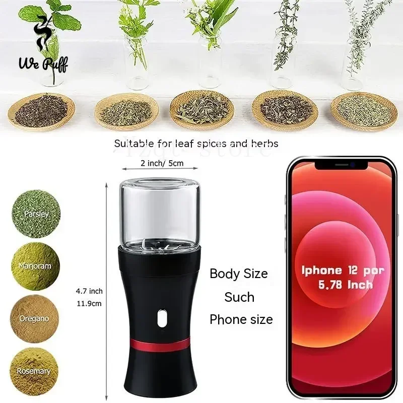 WE PUFF LTQ Electric Dry Herb Grinder 1100mAh Battery Cutting Tobacco Pipes Spice Herbal Crusher Grinders for Smoking Accesoires