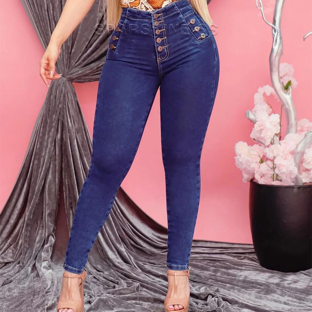 2023 New Slim Fit Denim Pants Women Jeans Elastic Pencil Trousers High Waist Ladies Tight Clothing Casual Skinny Women Clothing