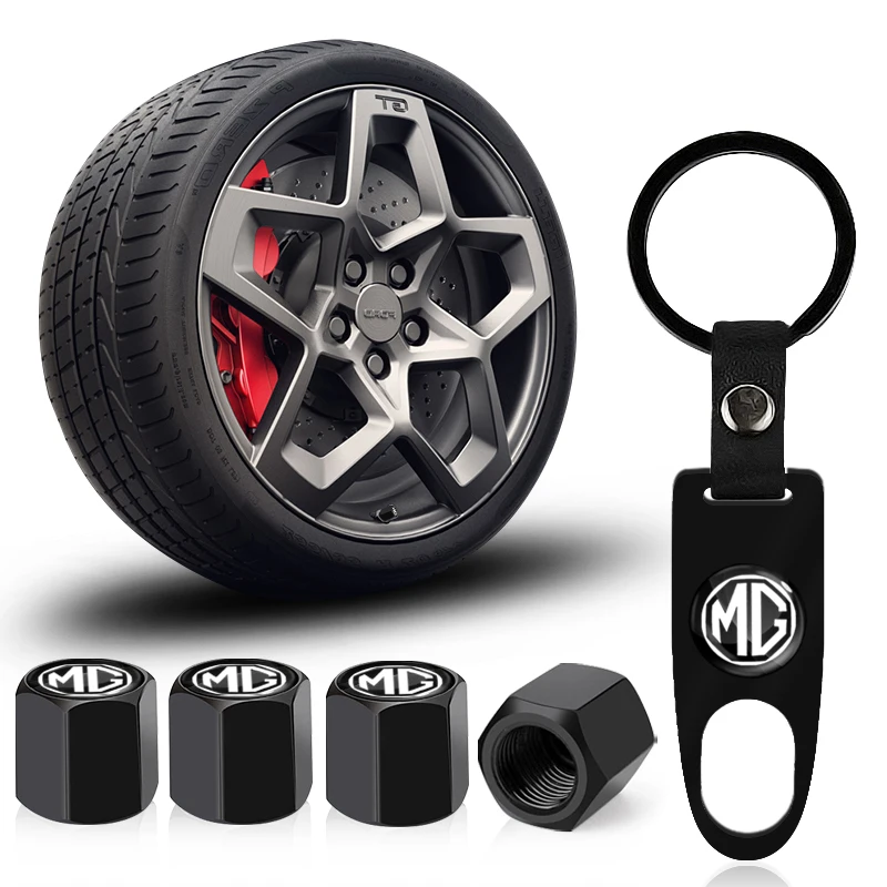 Car Wheel Tire Valve systems Cap With Keychain Keyring Badge For MG HS ZST ZS MG3 MG5 MG6 MG7 GT GS Hector ZX EZS EHS Electric