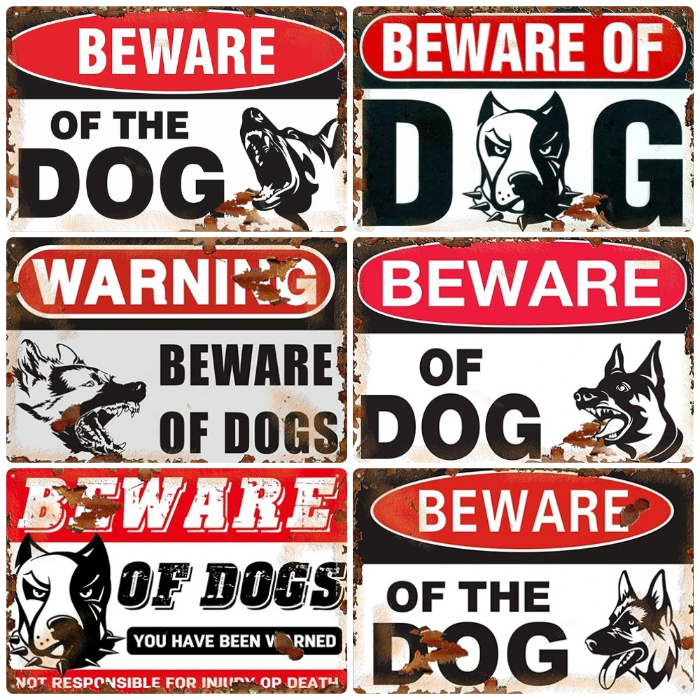 Vintage Beware of Dog, Metal Sign, Warning Danger, Protected Pit Bull Dog, No Bal, Wall Decor, Private Area Decoration, WY45