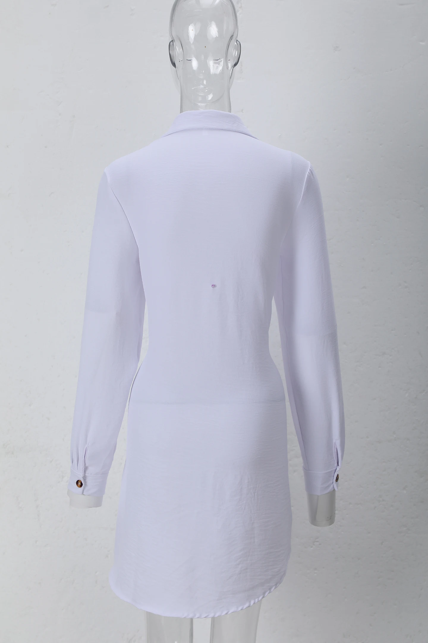 Frühling Sommer Damen Hemdkleid mit Umlegekragen, Locker Geschnittenes Übergroßes Midi-Kleid mit Knopfleiste und Seitentaschen, Lässiges Strandkleid – Detail 31