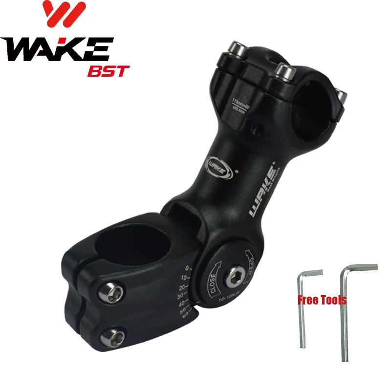 Wake Mountain Bike Stem Adjustable 60 Degree Bicycle Accessories 25.4/31.8mm Aluminum Alloy 90mm for MTB BMX Cycling