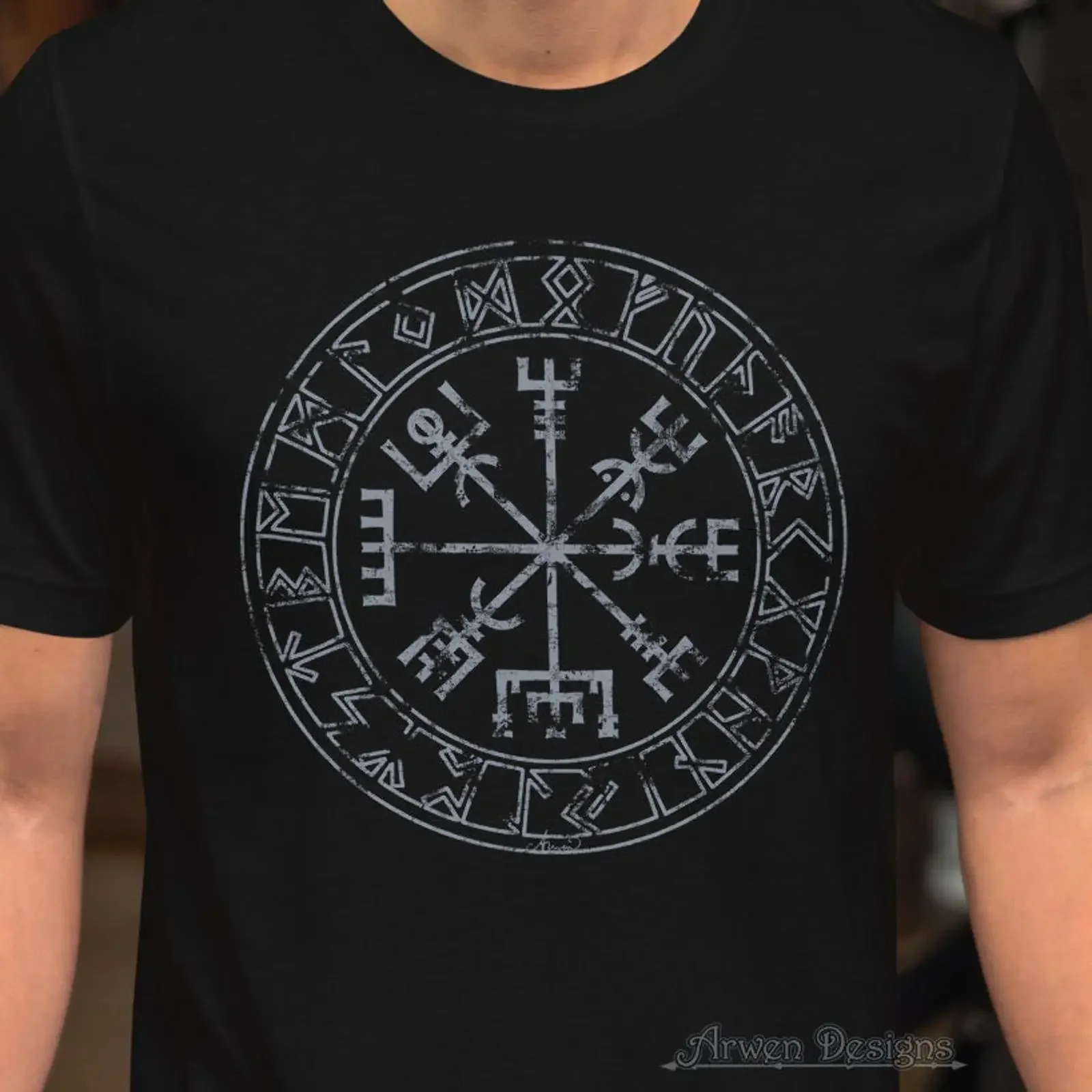 Vegvisir T shirt Viking Clothing Norse Mythology Runic Compass Pagan s Runes Adult and Youth Sizes vintage Washed Stylish Soft