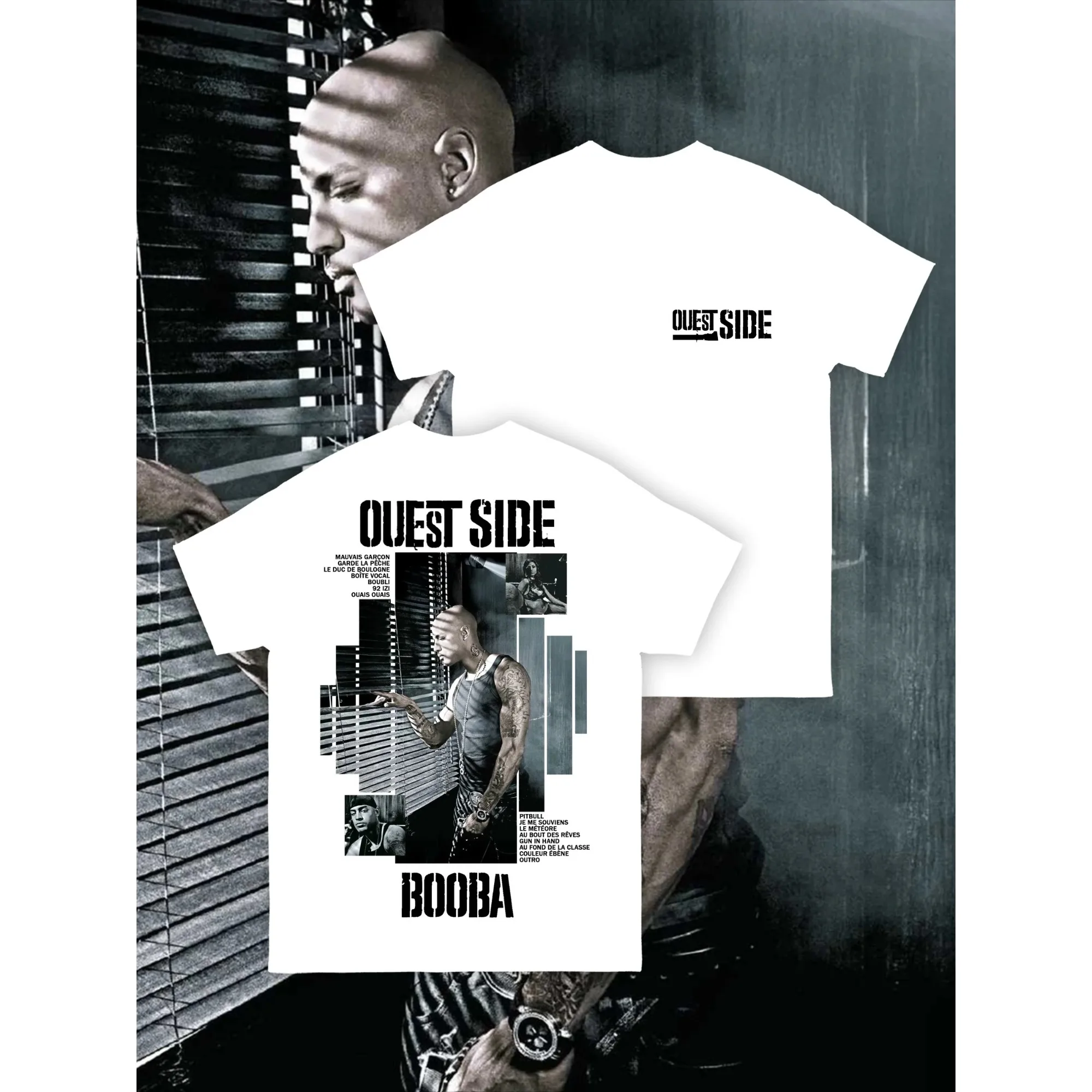 

Men Oversized T Shirt Hip Hop Streetwear Black Ouest Side Print Graphic Casual Summer Fashion Short Sleeve Top