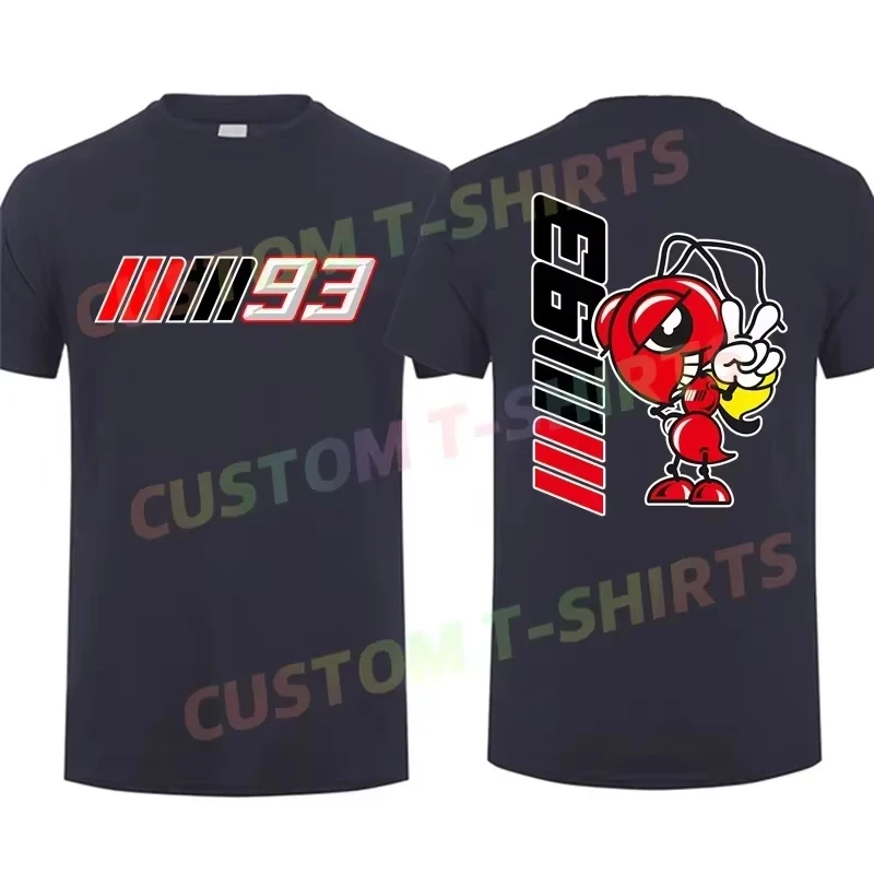 تي شيرت مارك صيفي 100% قطن للرجال كاجوال رقم. تي شيرت 93 Motor Marquezs جرافيك بأكمام قصيرة ملابس الشارع الرائعة