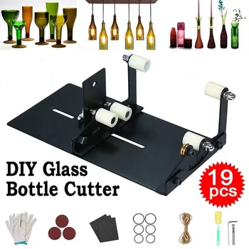 19 Stuks Glazen Fles Cutter Tool Vierkante Ronde Wijn Bier Glazen Sculpturen Snijmachine Voor Bier Glazen Snijflessen Houder Diy