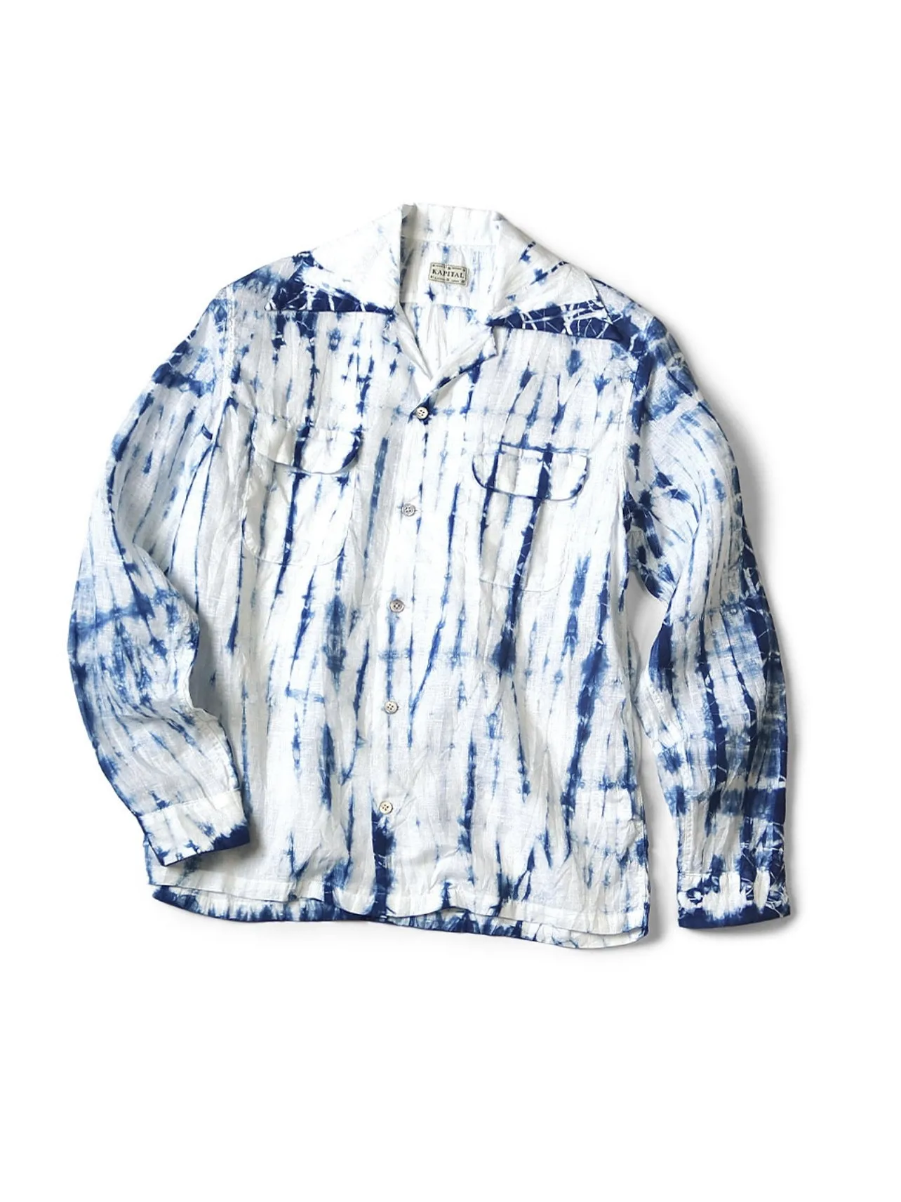 

KAPITAL 25AW Casual cotton and linen tie-dye pleated loose lapel shirt