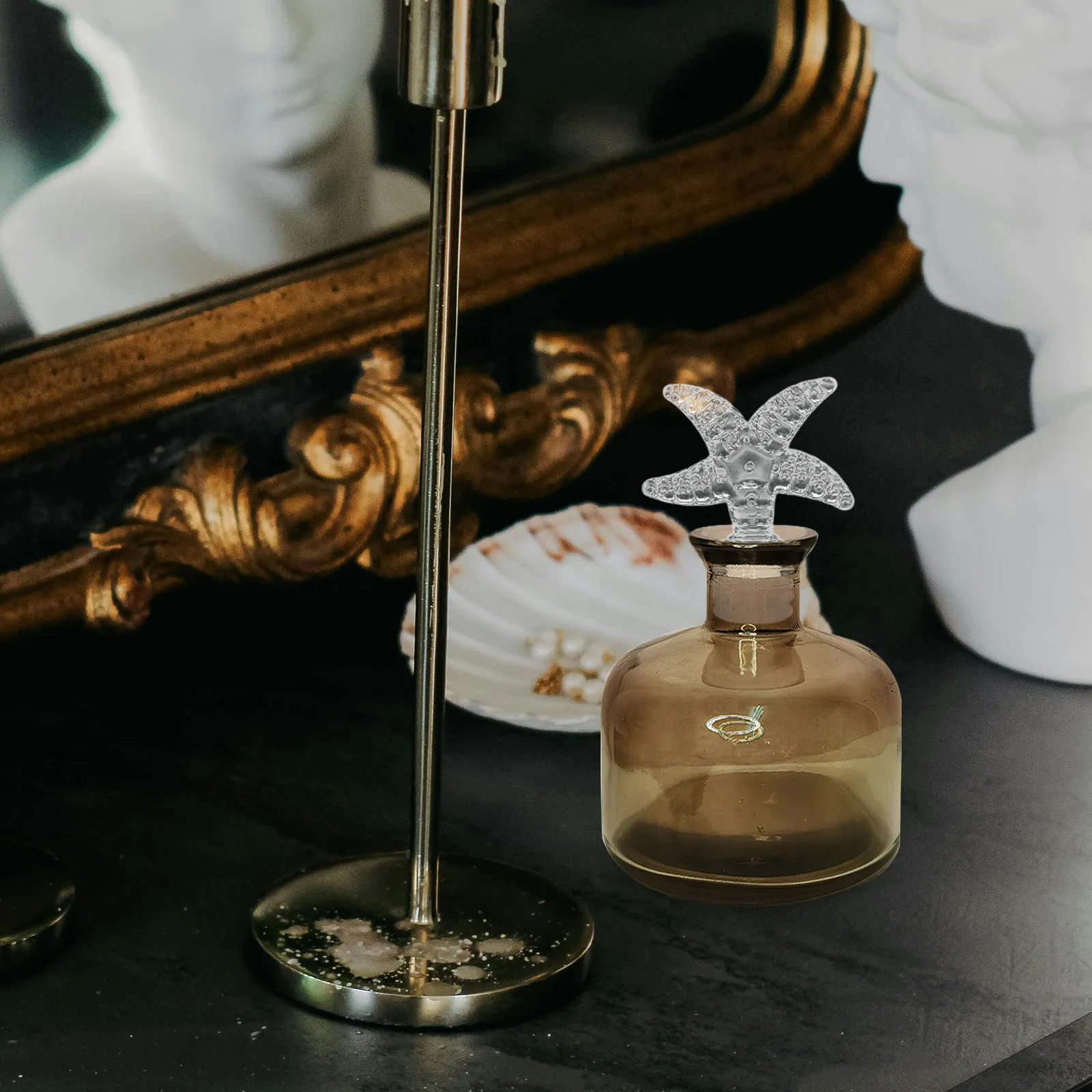 

Набор из 5 винтажных американских флаконов для духов с рельефными звездами и хрустальными стопперами, многоразовые, для ароматерапии, для путешествий и дома