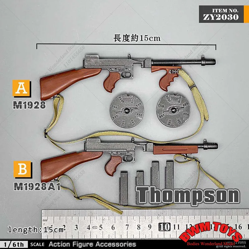 In Voorraad ZYTOYS ZY2030 1/6 Schaal Soldaat Wapen Accessoires M1928 M1928A1 Militaire Machinepistool voor 12Inch Action Figure