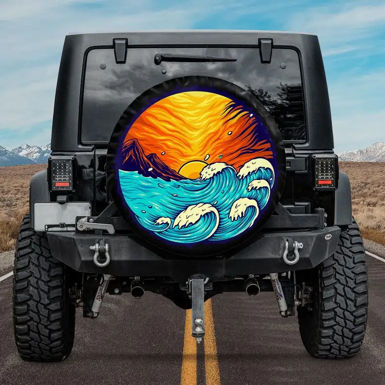 

Spare Tire Covers For Campers, Summer Beach Landscape Spare Tire Cover With Or Without Backup Camera Hole,Nature Tire Cover,Beac