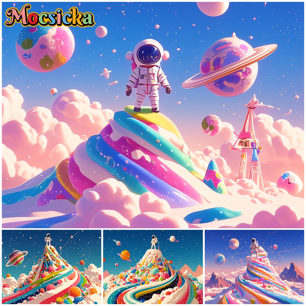 

Mocsicka Color Painting Background Photography Mountain Ice Cream Cloud Baby Birthday Party Banner Cake Crush Backdrop Photocall