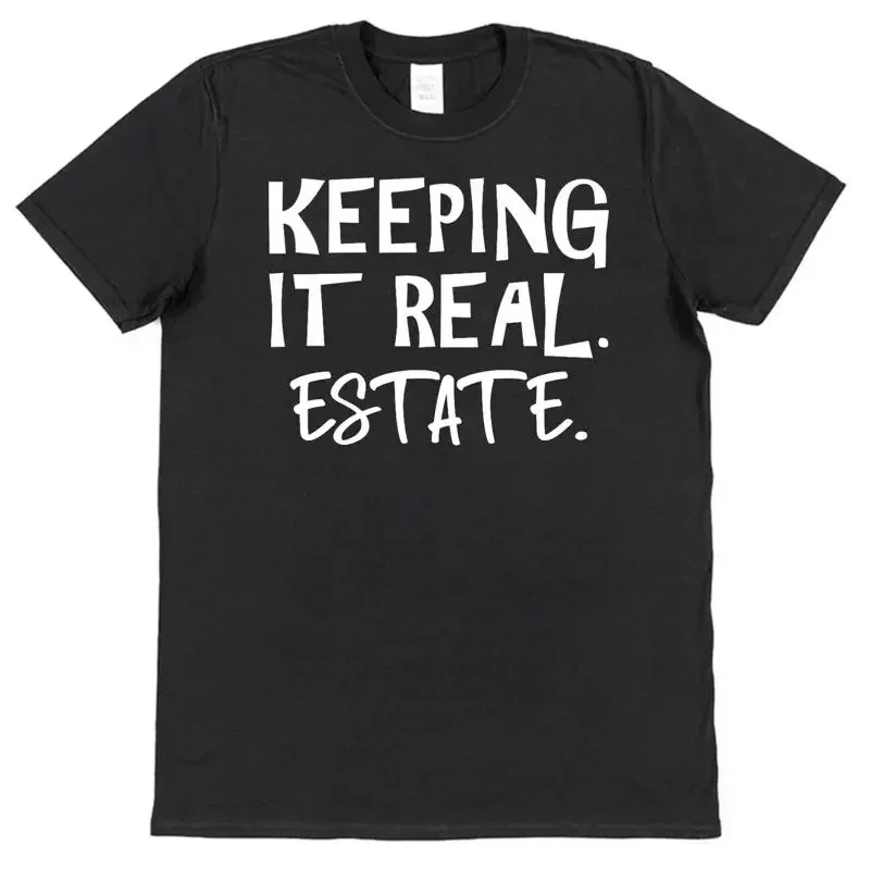 Camiseta de la marca Keeping It Real Estate para agentes, expertos en bienes inmuebles y agentes de hipotecas