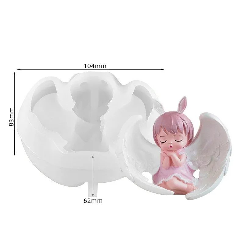 

Top Quality Candle Silicone Mold Wing Girl Cake DIY Home Decoration Jewelry Making Mold Accessories Christmas Mold Angel Princes