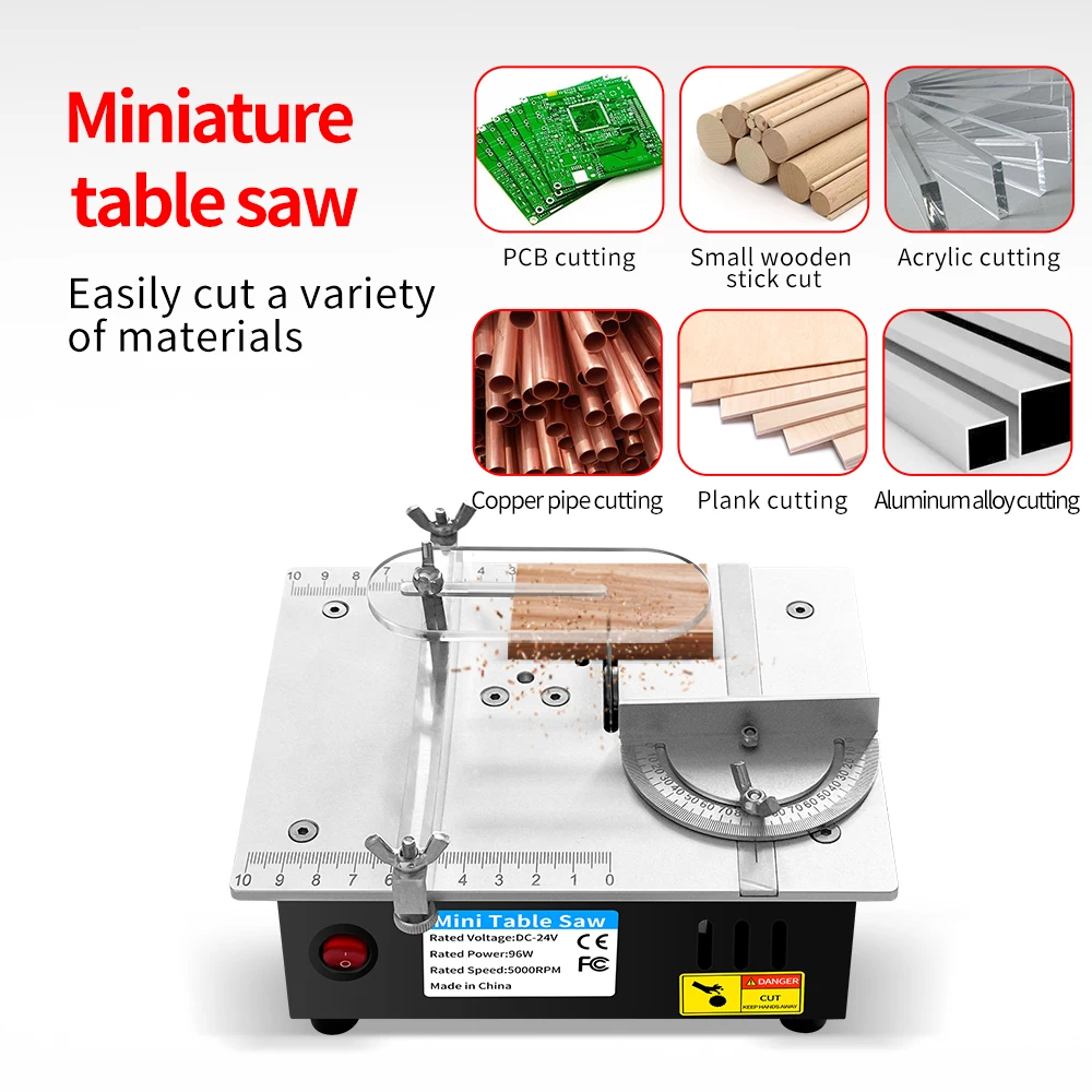 DIY Mini Table Saw 96W 5000RPM Precision Compact Cutting Machine For Wood PCB Plastic Aluminum EU/US Plug
