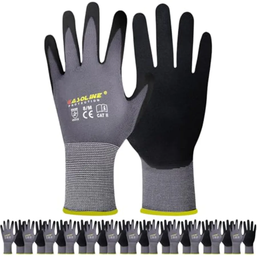 

MicroFoam Nitrile Coated-12 PairsSeamless Knit NylonandSpandex Gloves Grey
