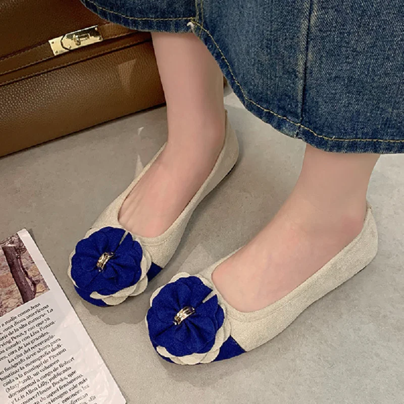 

sapatos femininas zapatos de mujer women cute round toe floral spring slip on flat loafers lady plus size cool work shoes ga180