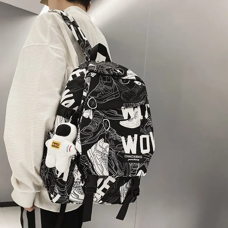 Women Harajuku Cloud Print Men Backpack Student Nylon Laptop New Cool School Bag for Teenage Girls Book Bags Buckle Ladies