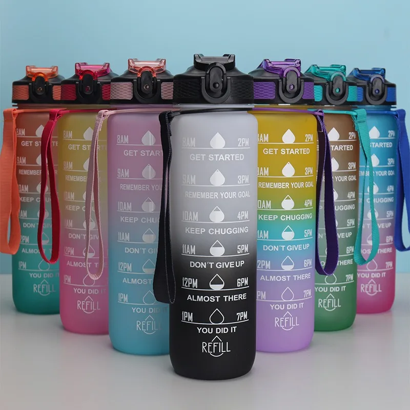 

Best-Selling Gradient Sports Fitness Water Bottle with Graduated Scale, Pull-Up Handle, and Large-Capacity Straw Cup