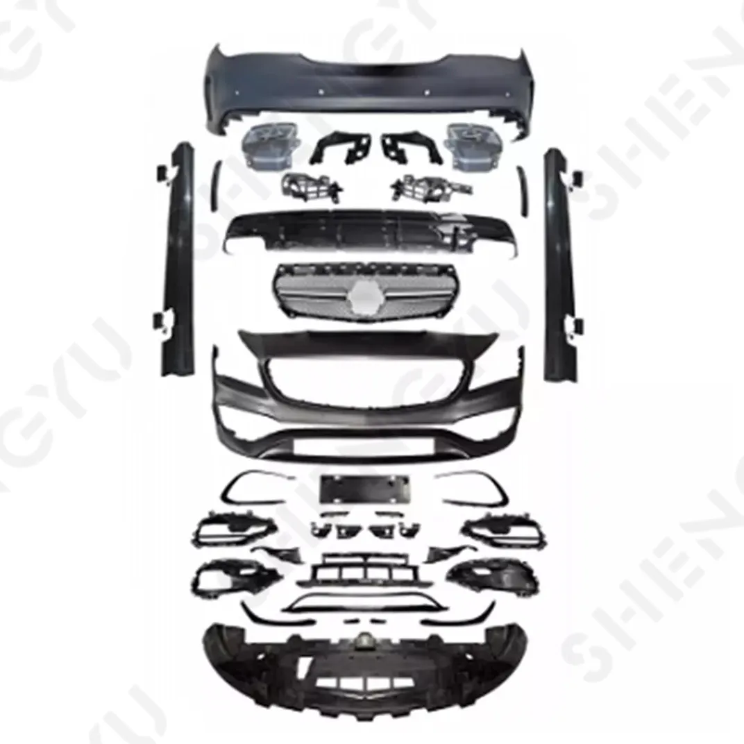 Suitable for Benz CLA W117 2014-2019 Upgrade to CLA45 AMG Model with Front and Rear Bumper and Grille and Side Skirt 2