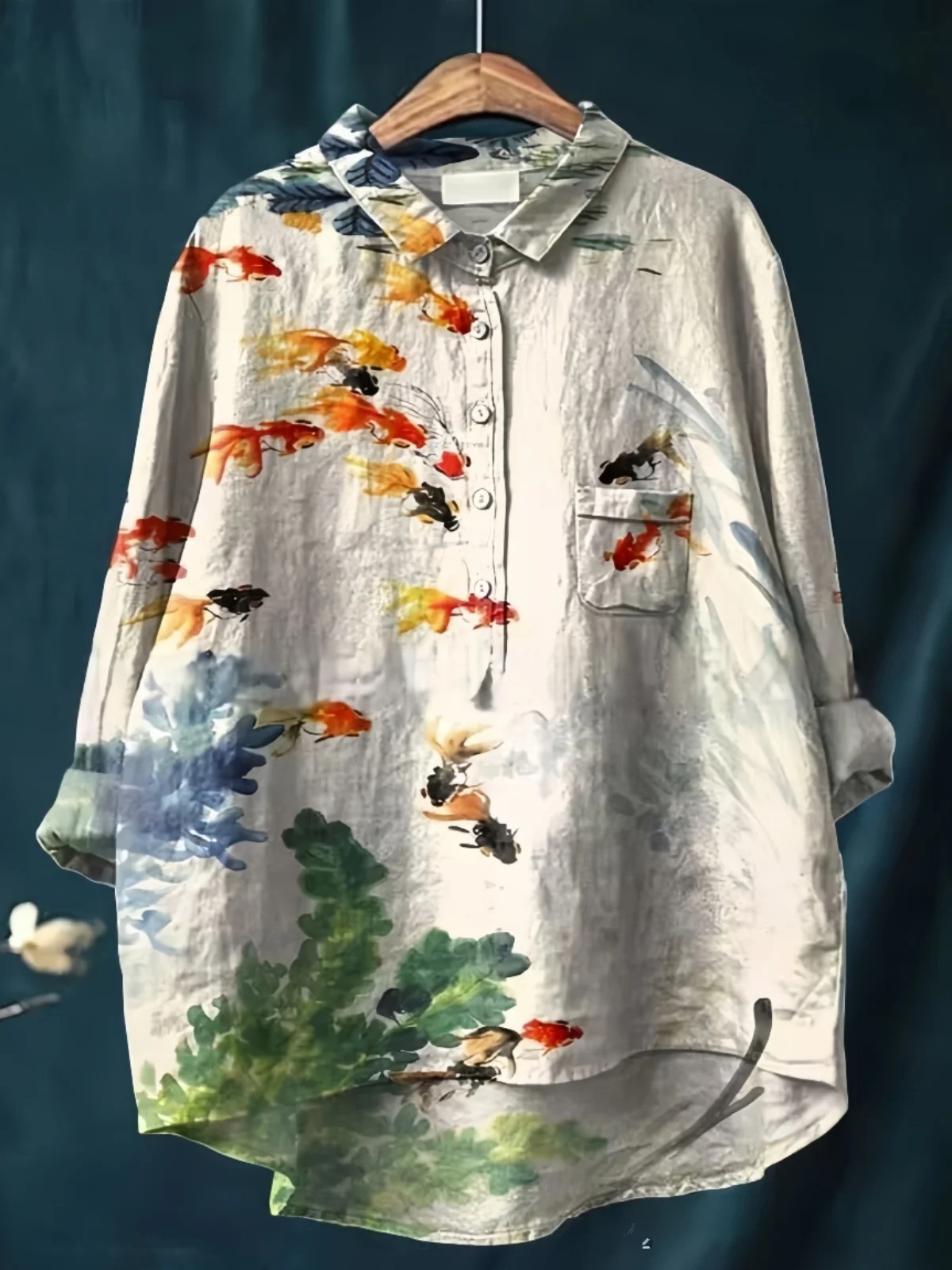 

Хлопково-льняной длинный воротник-све в стиле ретро с цветочным принтом, женский весенне-осенний китайский топ, модная повседневная одежда