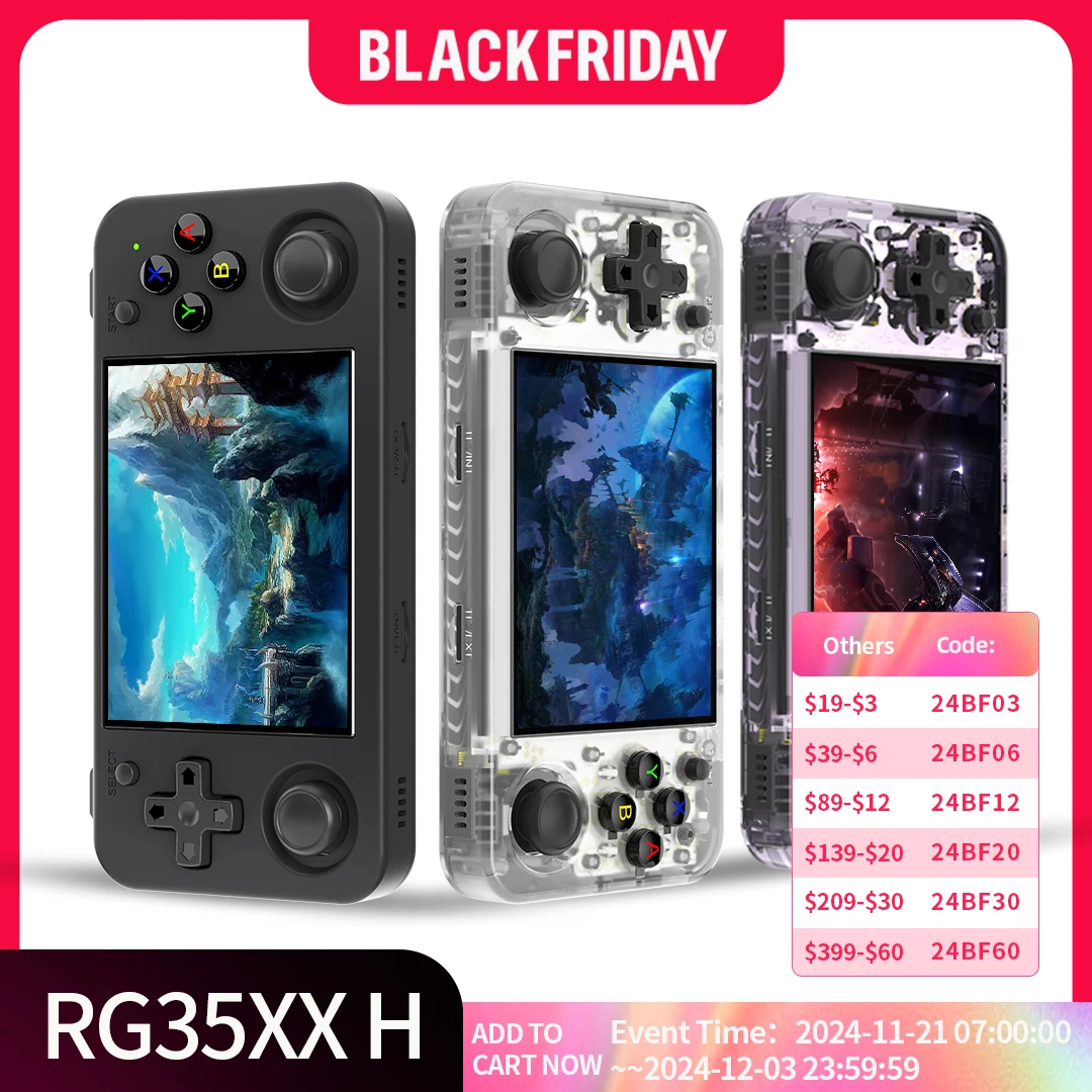 ANBERNIC RG35XX H Handheld Game Console 3.5-inch IPS Screen Linux H700 Retro Video Games Player 3300mAh 64G 5528 Classic Games