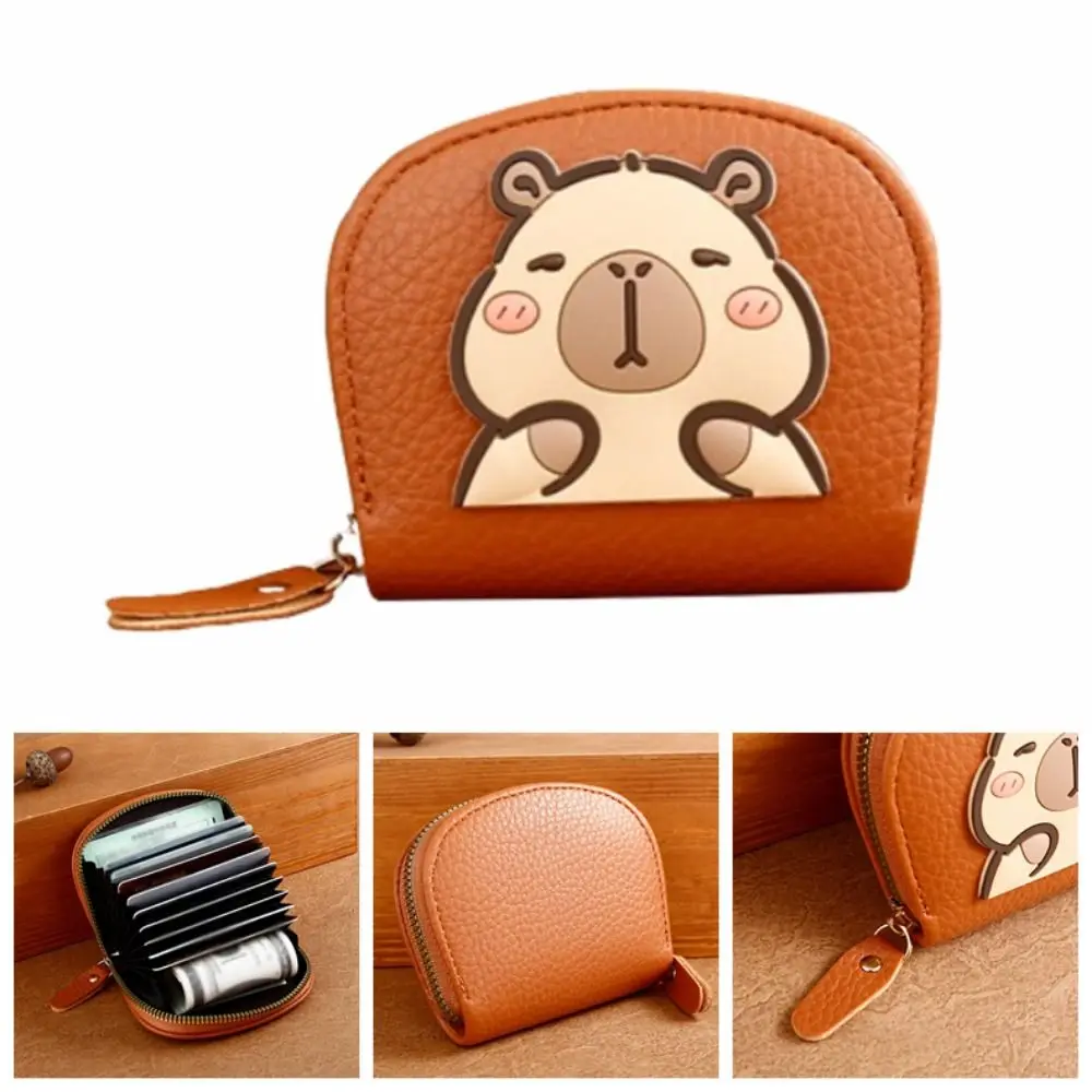 

Fashion Unique Capybara Card Holder Multi-Card Slot PU Leather Mini Coin Purse Large Capacity Practical Women's Wallet Unisex