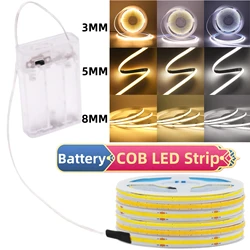 5V COB LED Strip Battery Powered 3MM 5MM 8MM PCB 320LEDs/m Flexible COB LED Tape Warm Natural White Red Green Blue Pink Yellow