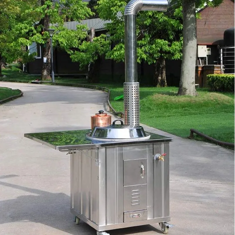 304 thickened stainless steel mobile indoor and outdoor large pot table multi-functional smokeless energy-saving stove new stove