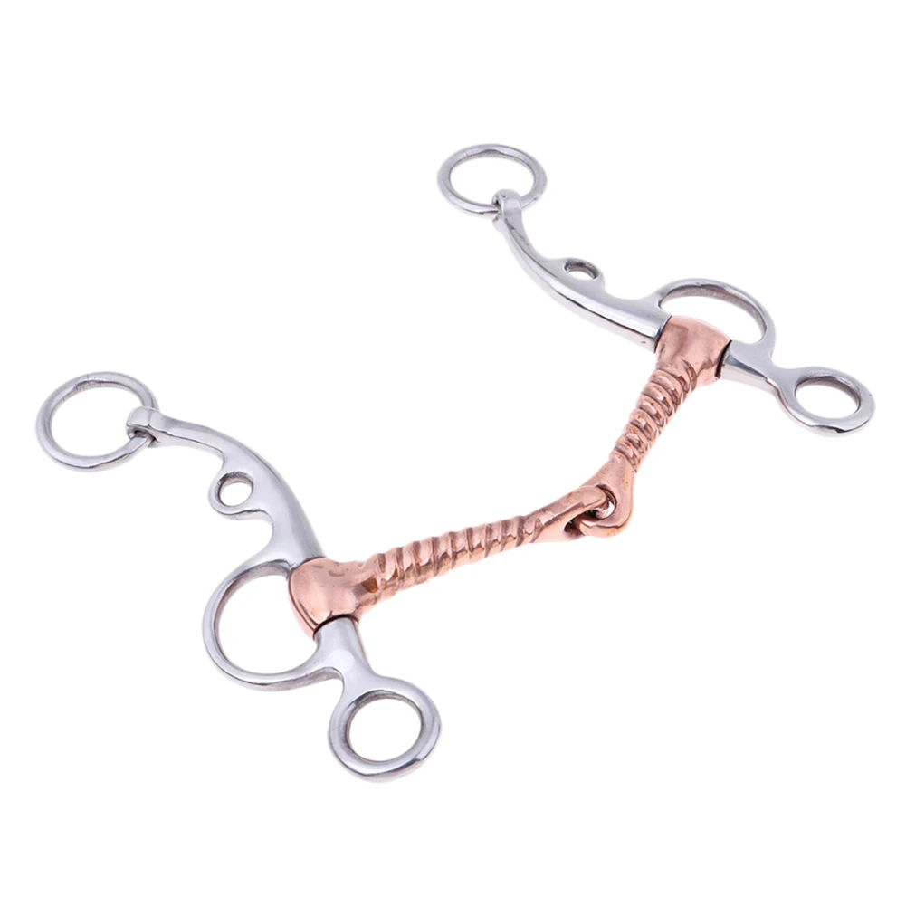 Durable Horse Snaffle Copper Winding Stiff-Bit Copper Wire Wrapped Mouth Stainless Copper Roller Bit For Horse Tack Horse Bits