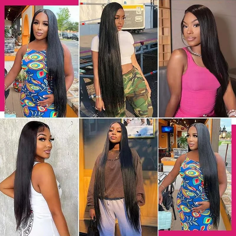 220 الكثافة 13x4 13x6 العظام الشفافة مستقيم 30 40 بوصة الدانتيل الجبهة خصلات الشعر المستعار الإنسان 100% البرازيلي الباروكات الأمامية للنساء